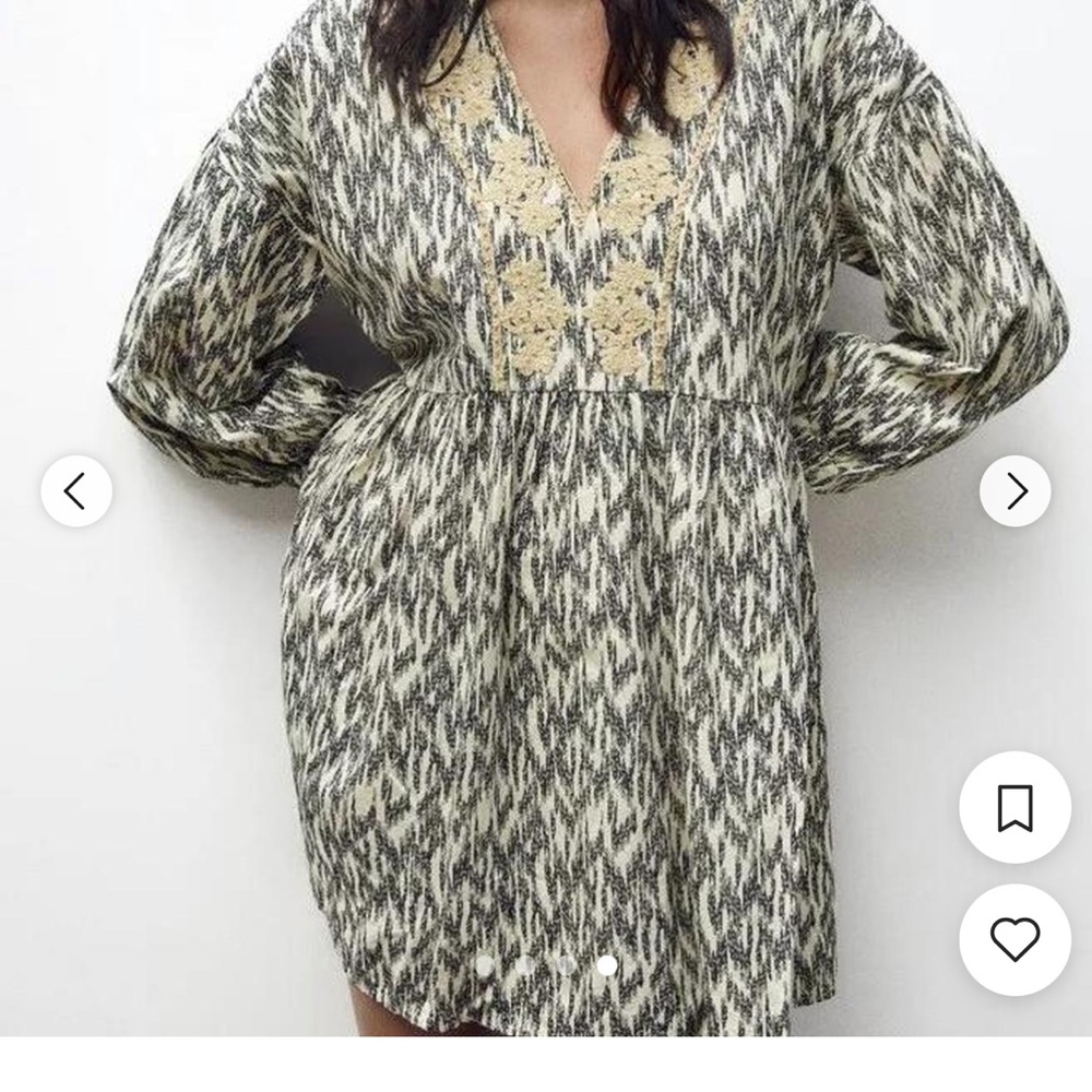 Zara Women’s Boho Print Mini Dress Long Sleeve Sz Medium Bin 307